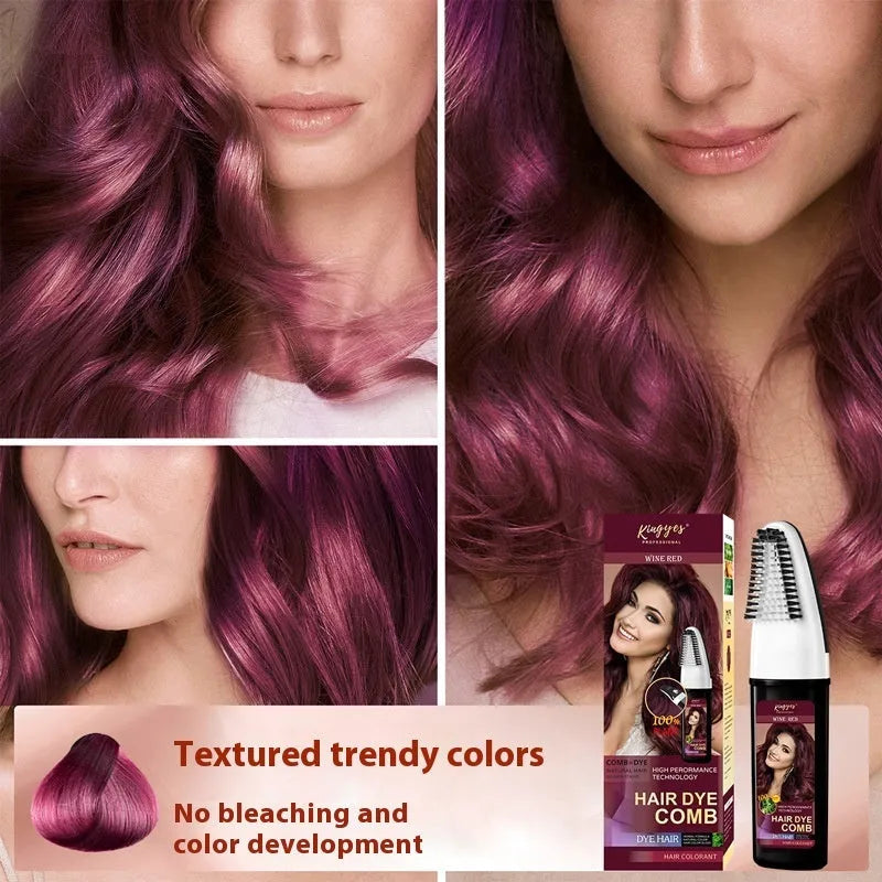 200ml hair dye cream with comb in brown, dark brown, or wine red colour options