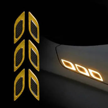 Blue reflective bumper safety strips for car wheels showing adhesive backing and 17mm width