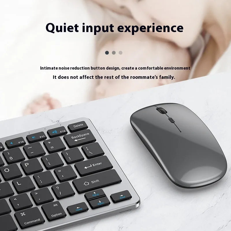 Ultra-thin wireless keyboard and mouse set in black, gun colour, or silver with receiver and keyboard cover