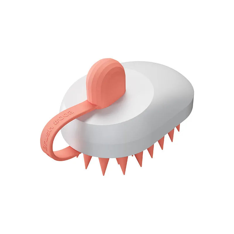 Silicone pet bath brush with massage bristles for dog and cat grooming in shower