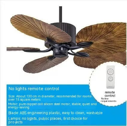 52-inch retro ceiling fan light with wooden blades and integrated lighting fixtures