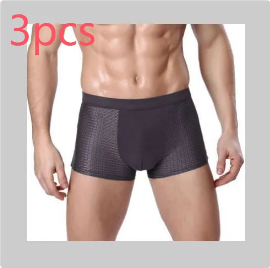 Men's ice silk modal boxer briefs with U-convex design in multiple colours on white background