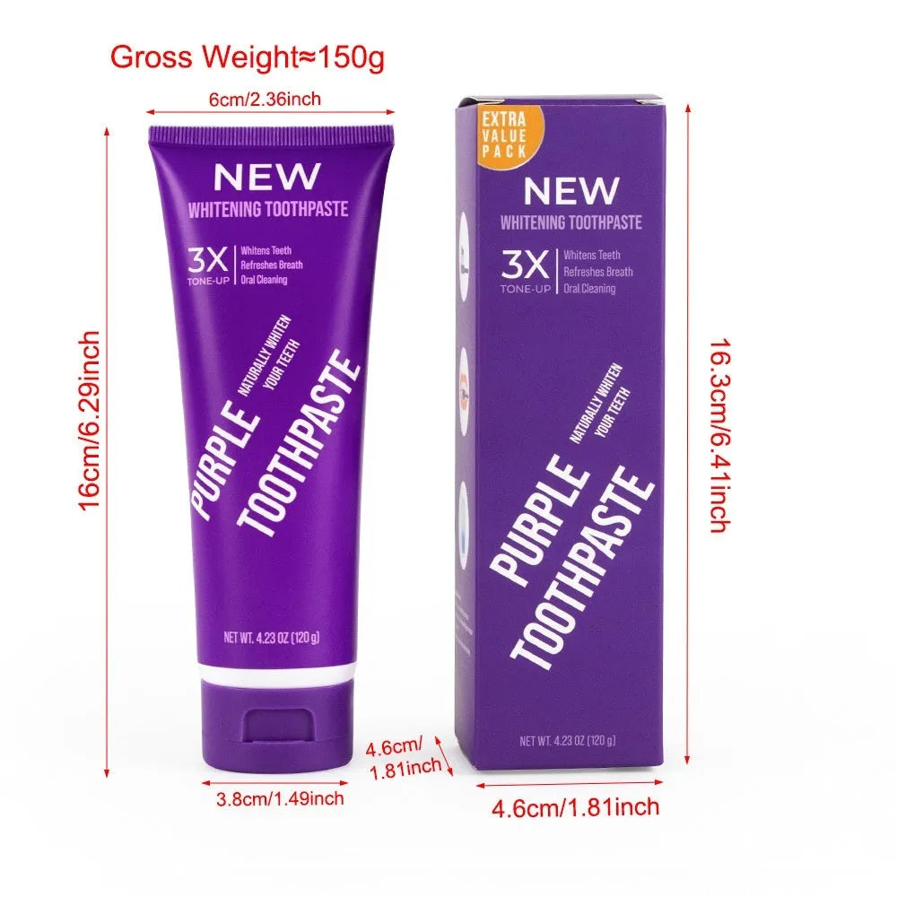 120g tube of purple whitening toothpaste for adult yellow stain removal with fluoride protection