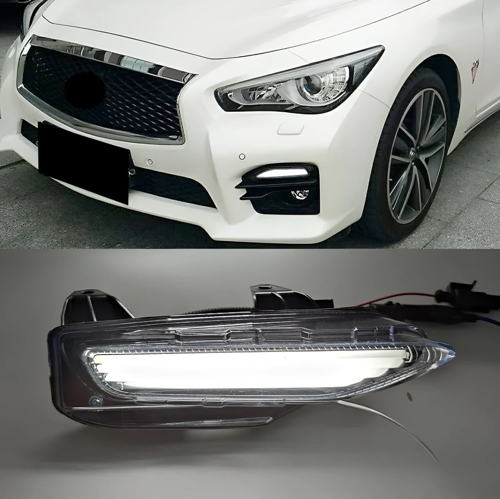 Infiniti Q50 Q70 front bumper LED turn signal and daytime running lamp unit