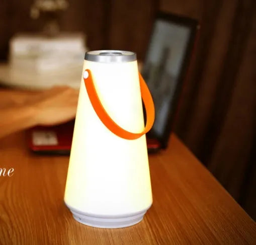 White rechargeable LED creative charging night light table lamp measuring 12×12×22 cm