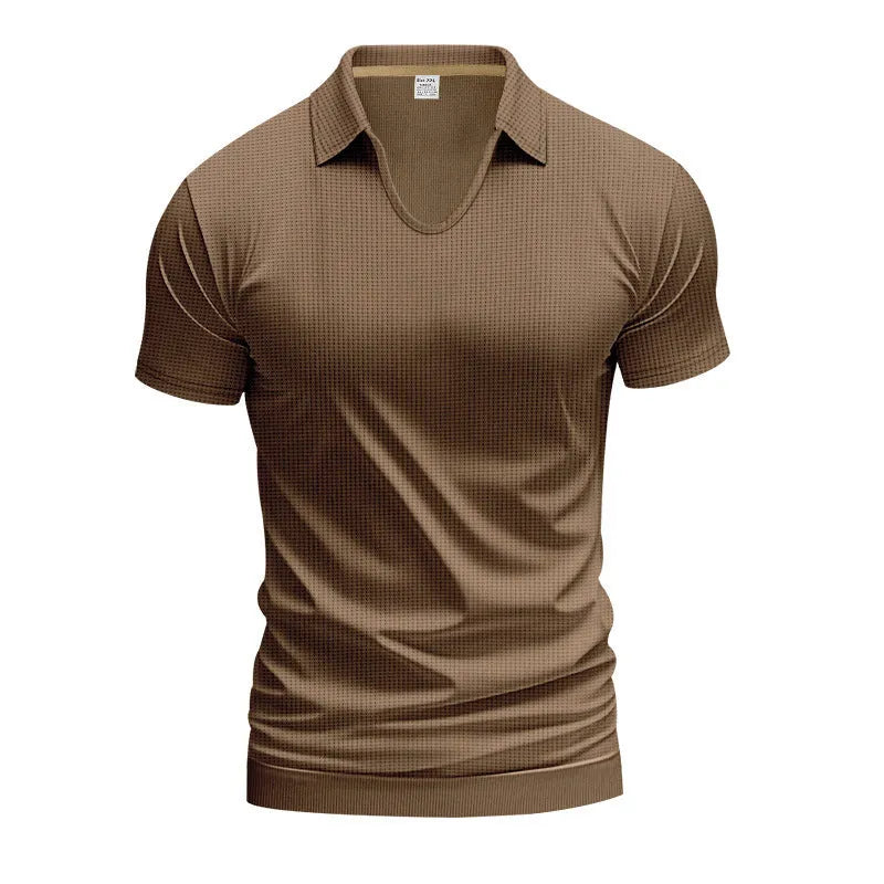 Men's casual V-neck short sleeve t-shirt in loose fit with six colour options