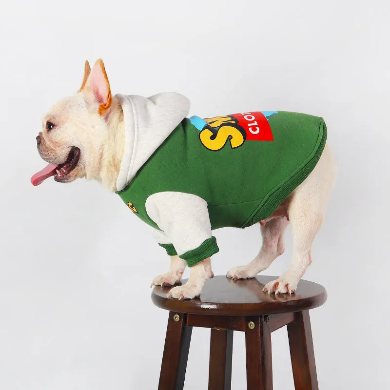 Green cotton dog coat for large dogs in sizes L to 4XL for autumn and winter wear.