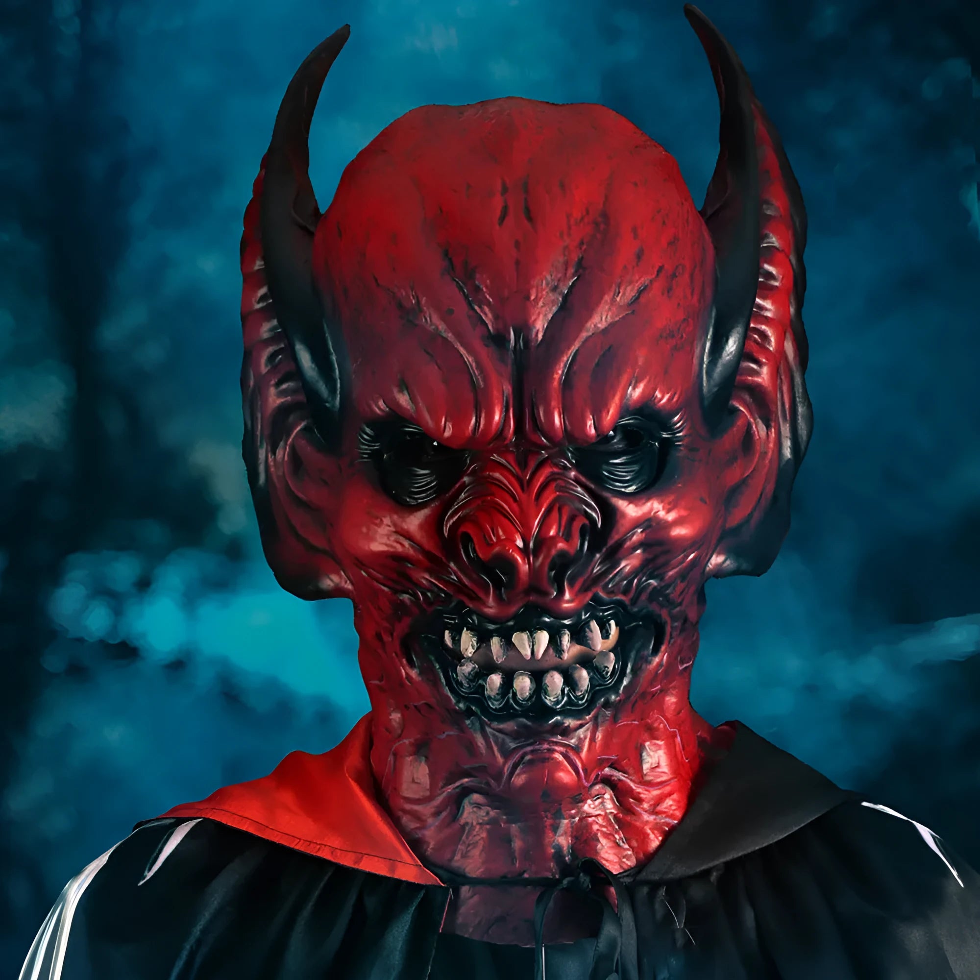 Red bat style RP foam head cover mask for Halloween and party costume.