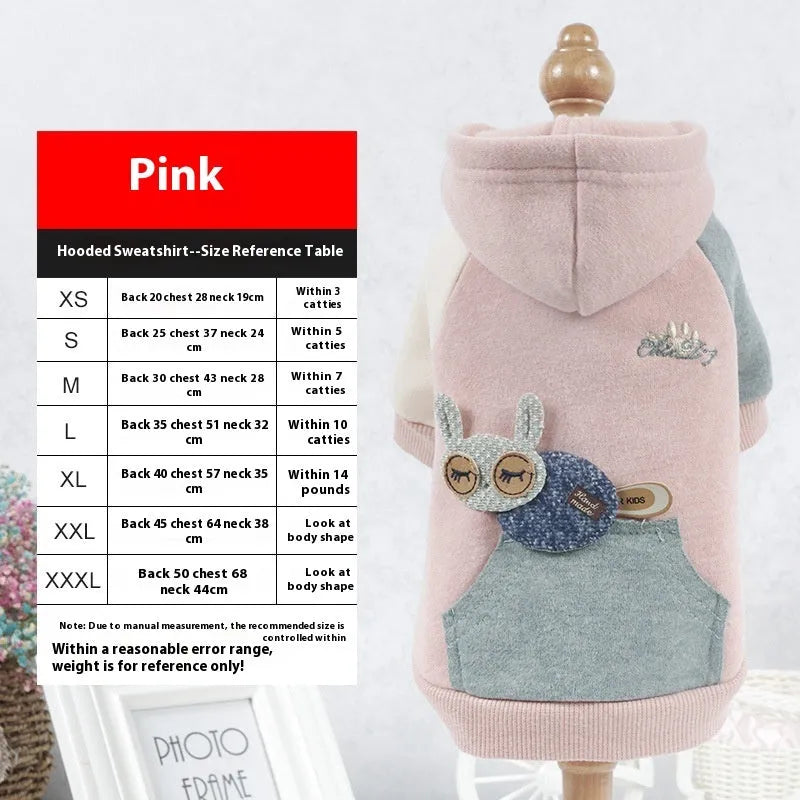 Cotton pet sweatshirt for dogs and cats in brown, green, or pink colours