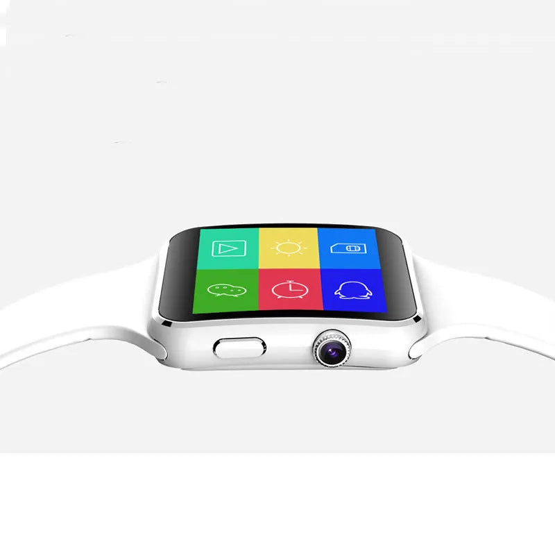 Smart watch with 1.54-inch touch screen and black silicone strap on a wrist