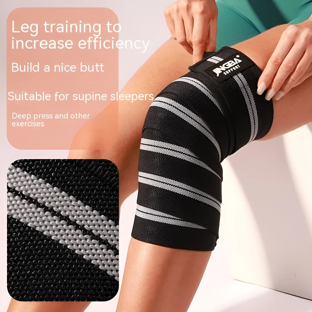 Adjustable sports knee pads in blue, grey, red, and yellow colours for weightlifting and cycling protection