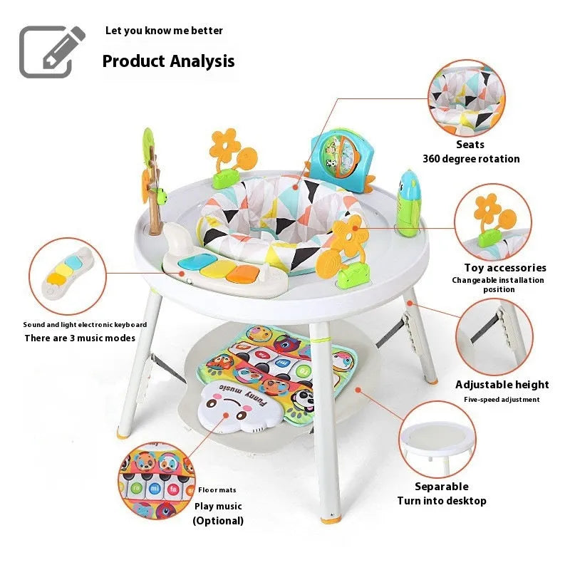 Baby jumping chair gymnastic rack in duck or lion design with interactive toys