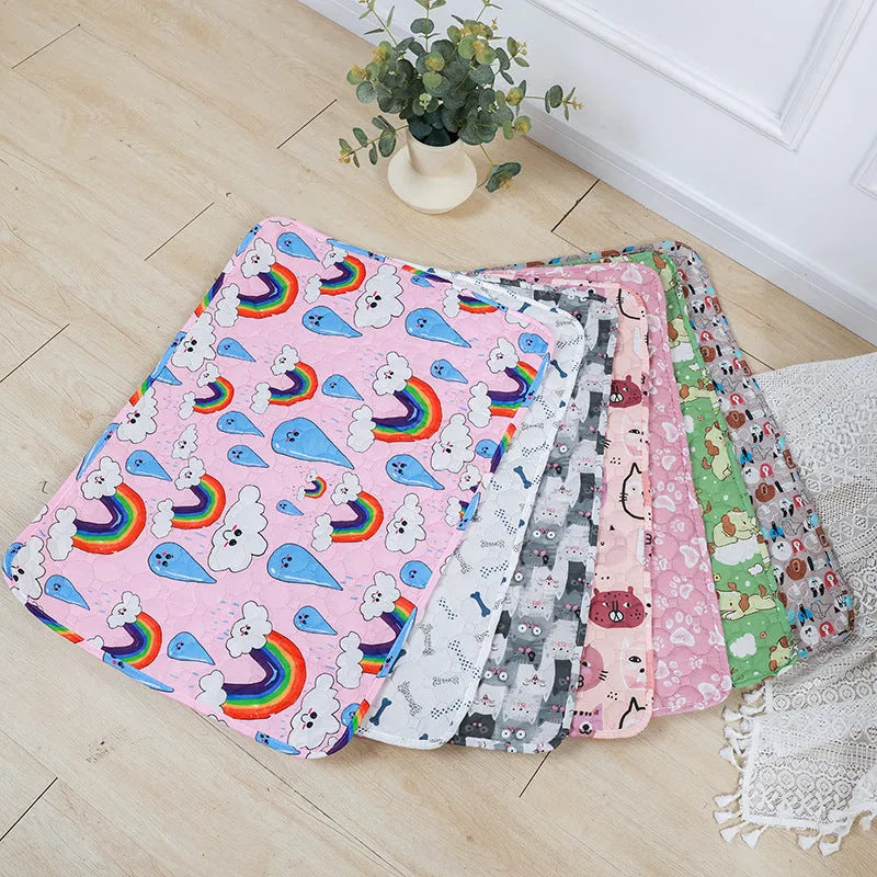 Reusable washable waterproof pet urine pad with animal pattern in multiple size options