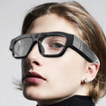 Black smart Bluetooth glasses with video recording capability and head-mounted design
