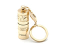 Gold zinc alloy waterproof LED flashlight attached to keychain with compact portable design