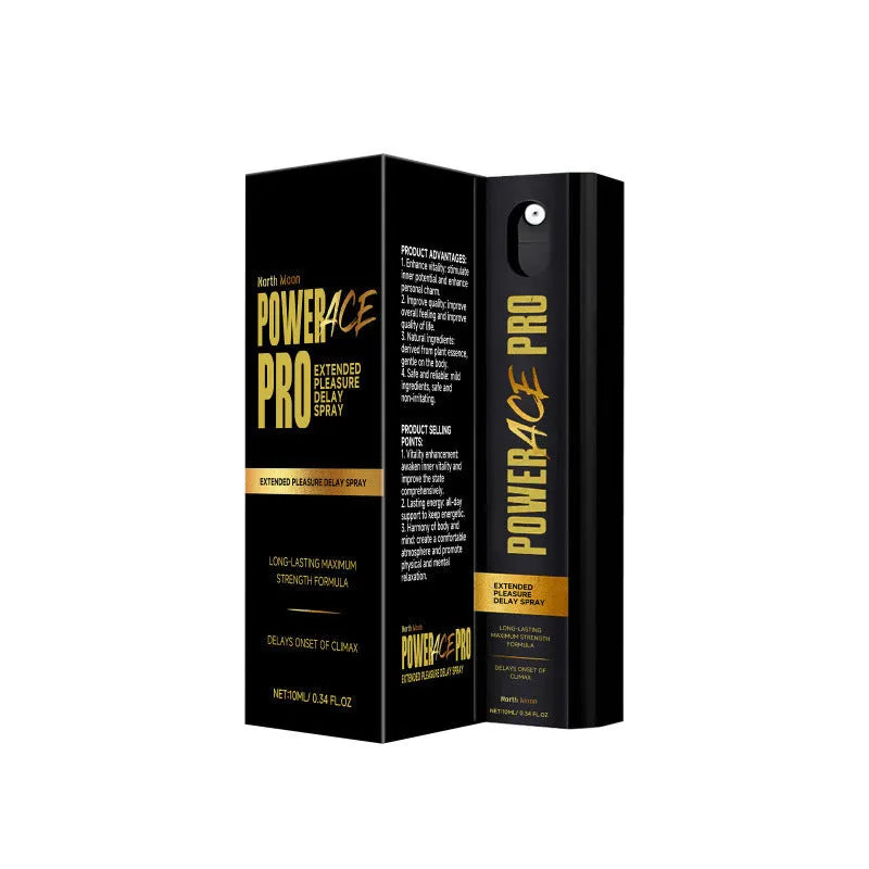 Square 10 ml bottle of men's body moisturising spray with spray nozzle.