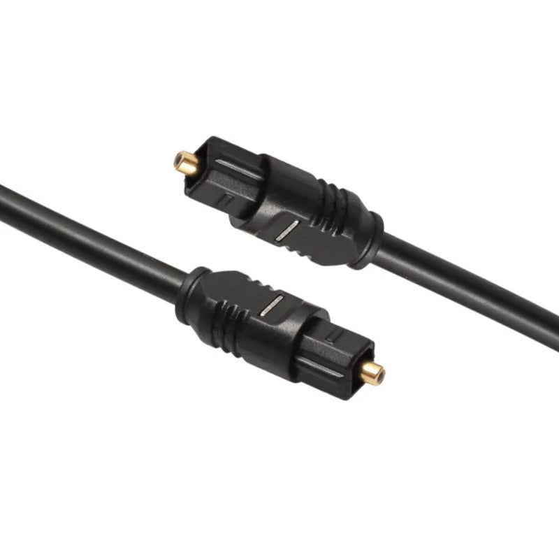 Black 2 metre Toslink optical audio cable with 4mm square connectors