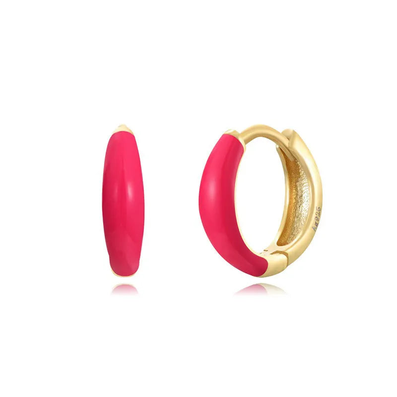 Epoxy oval curved earrings with geometric U-shaped design in seven colour options
