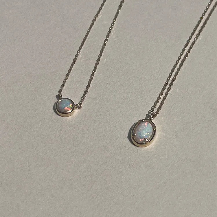 S925 silver geometric pendant necklace with round and oval elements in gold or white gold colour