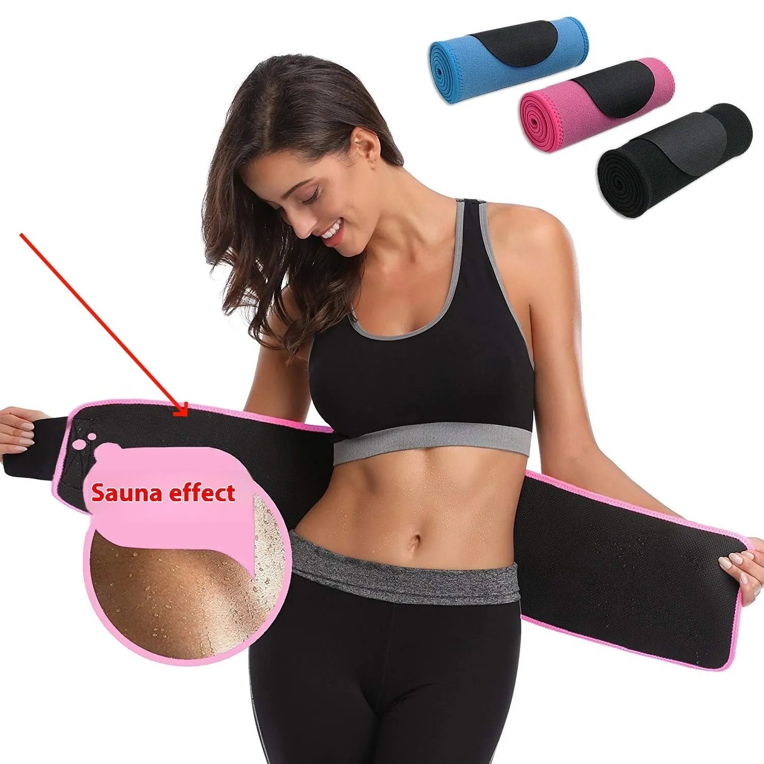 Neoprene hot lumbar support belt for adult fitness and running in black, blue and pink colours
