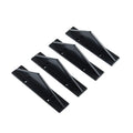 Set of four black ABS plastic triangle rear spoilers for car bumper, measuring 15cm wide, with screws and adhesive tape.