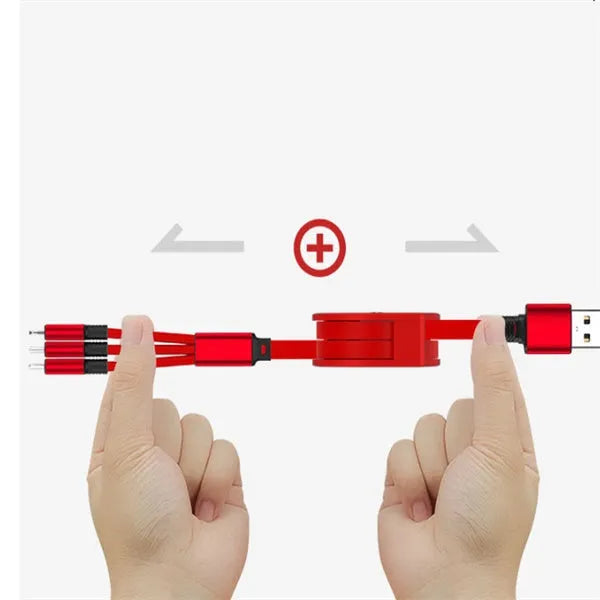 Telescopic charging cable extended to 120 cm length with titanium alloy connector