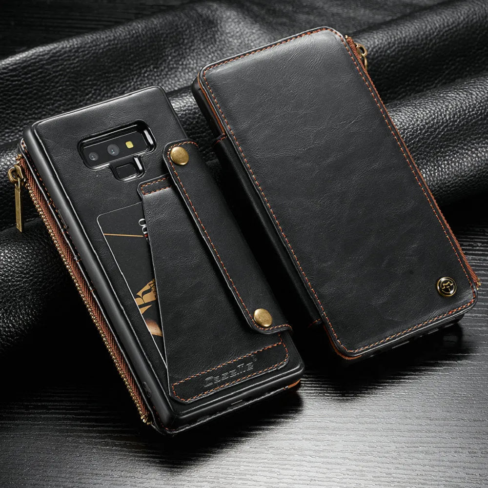 PU leather flip phone case for Samsung Galaxy Note9 in black, brown and red colours