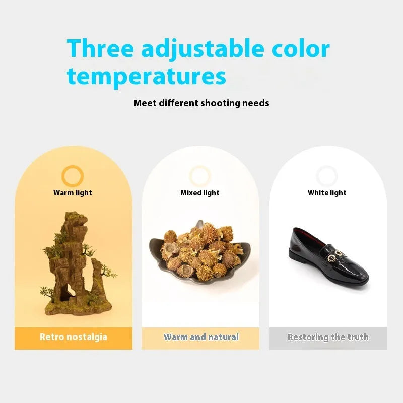 50cm studio light box with USB-powered three-colour LED lighting for product photography