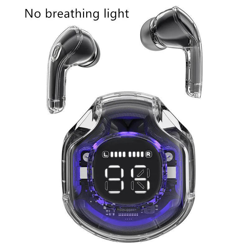 Wireless Bluetooth in-ear headset shown in multiple colours including sky blue and violet on a white background.