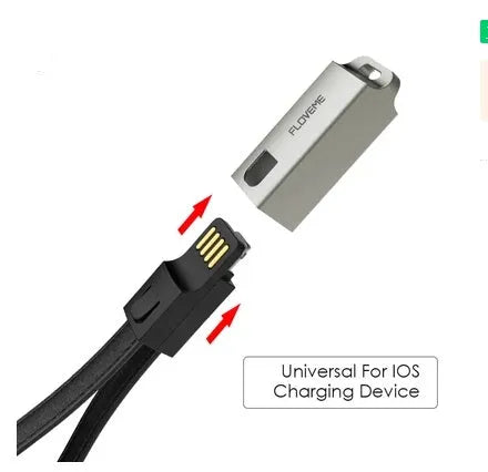 Short 20cm leather-finish USB charging cable with Apple Lightning connector in three colour options