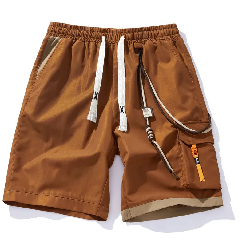 Men's plus size bamboo fibre sports shorts in loose cropped fit with elastic waist