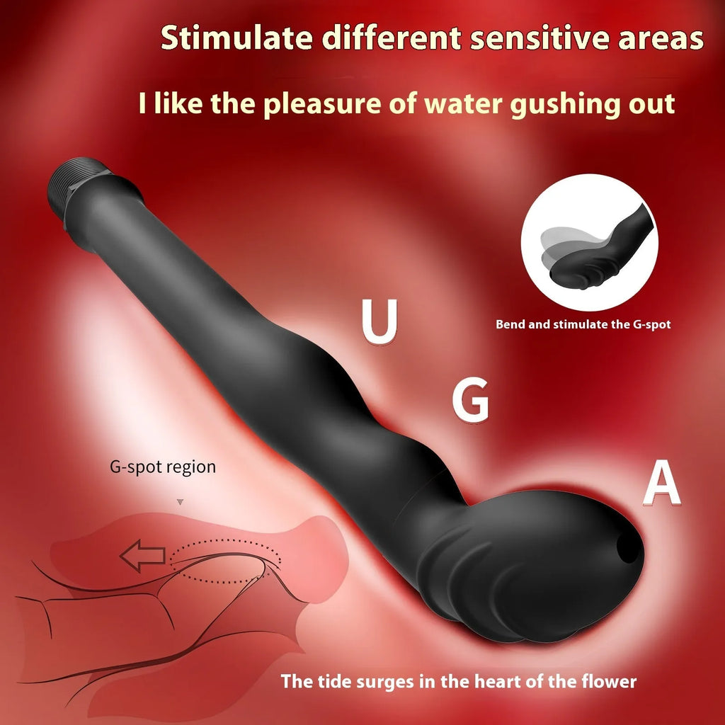 Black silicone enema hose flusher for colon irrigation and back court cleaning procedures