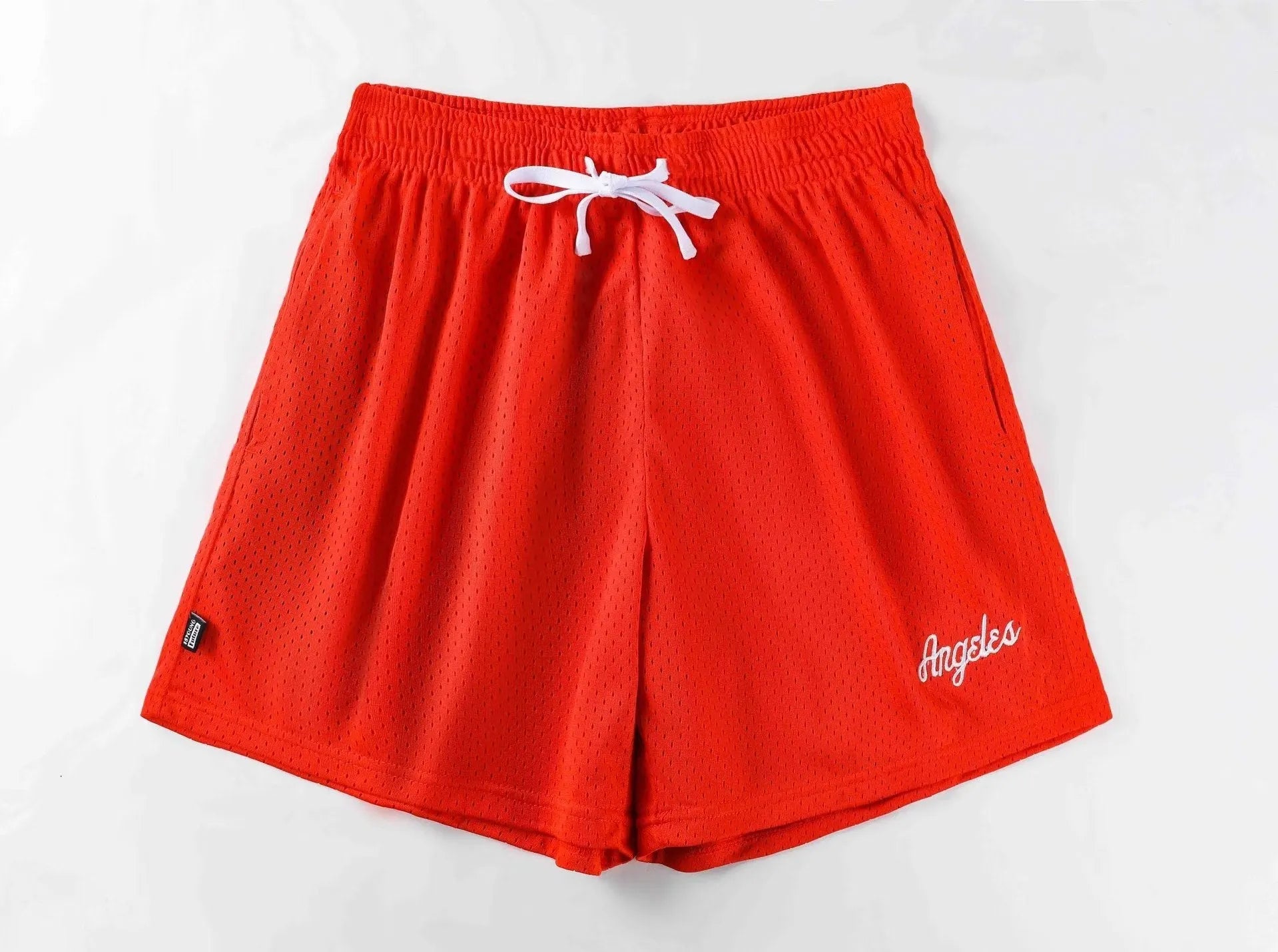 Men's double-layer mesh shorts in sports purple showing mesh texture and sport styling