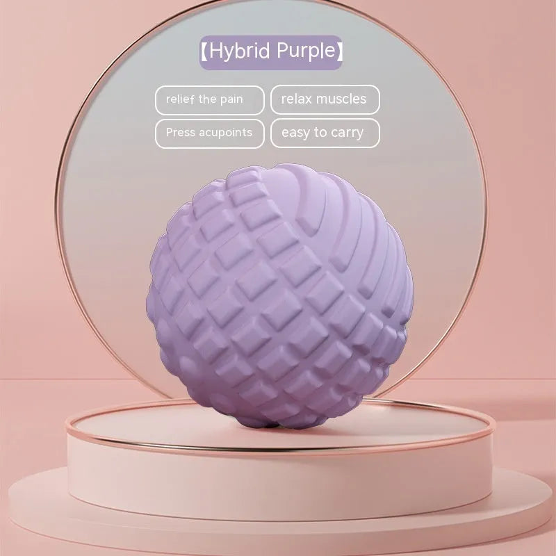 6cm diameter TPR foot massage ball in pink, blue, green, or purple colours on a plain background.