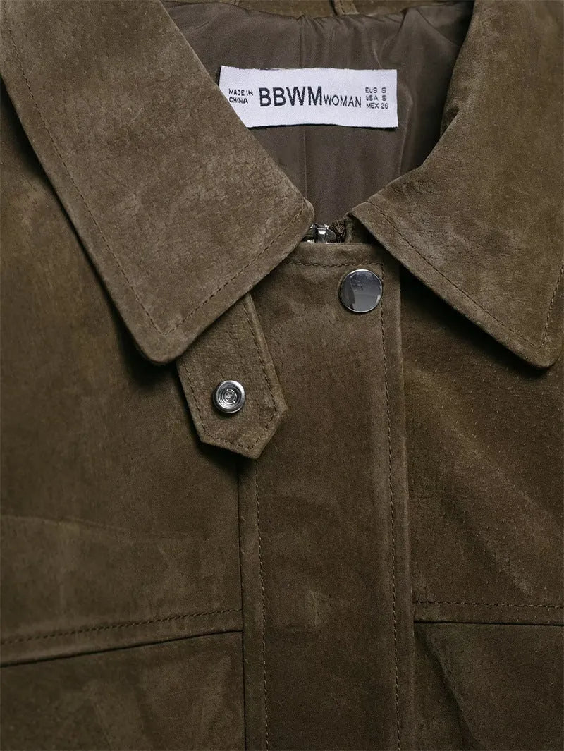 Women's PU casual jacket in picture colour showing Japanese Korean style with medium thickness