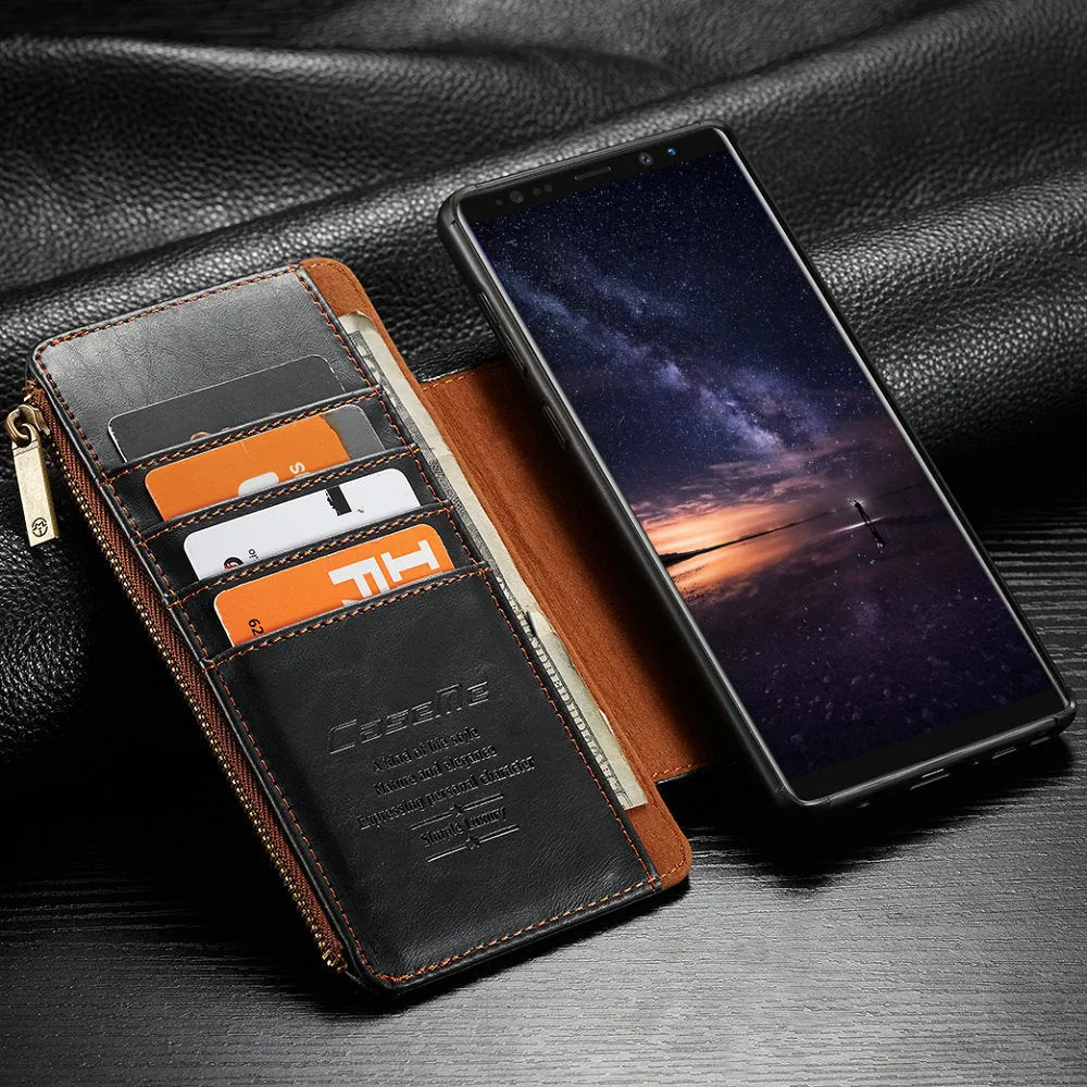 PU leather flip phone case for Samsung Galaxy Note9 in black, brown and red colours