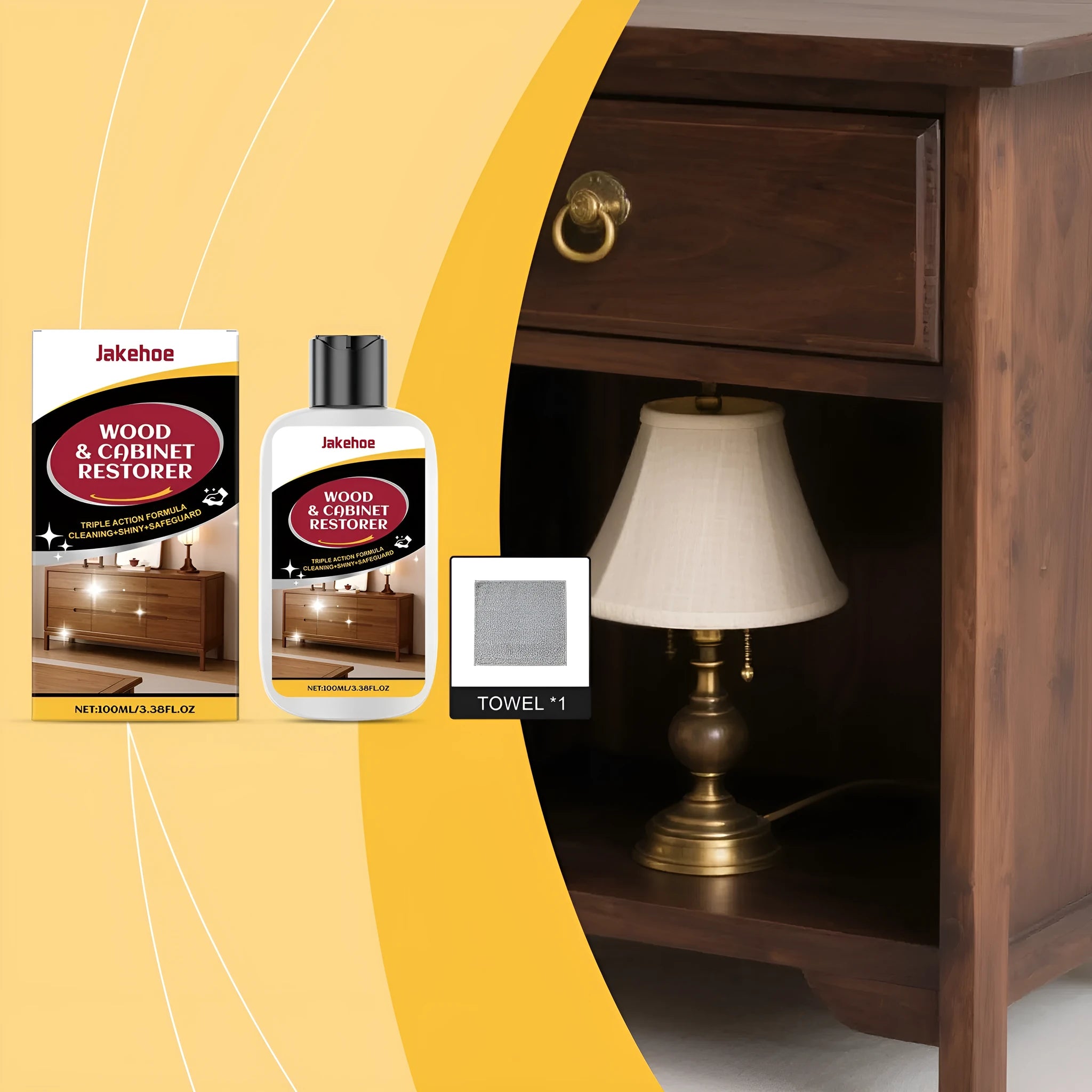 100ml wooden furniture scratch care solution bottle with microfibre towel for surface maintenance