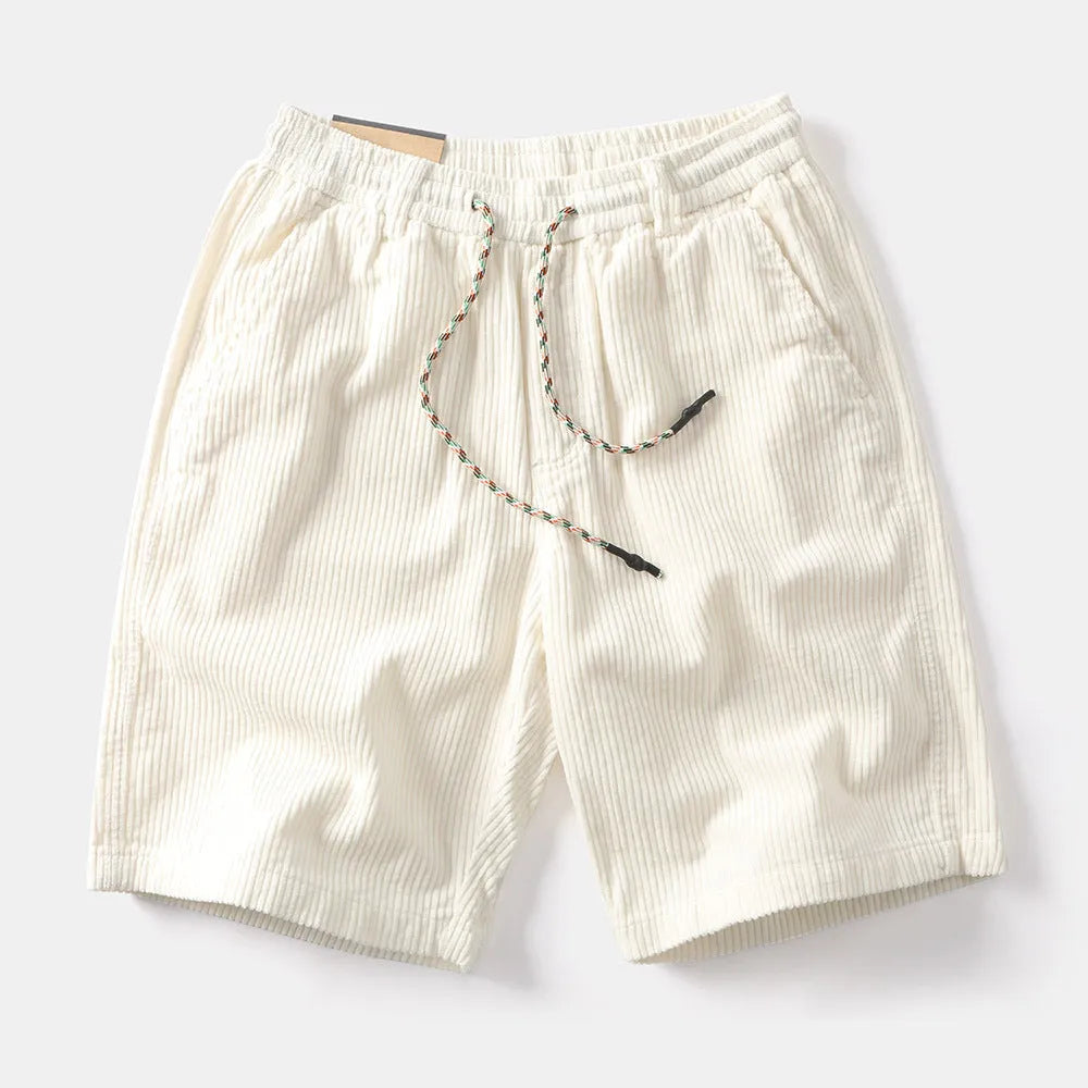 Men's khaki straight-leg cargo shorts with cargo pockets on a white background