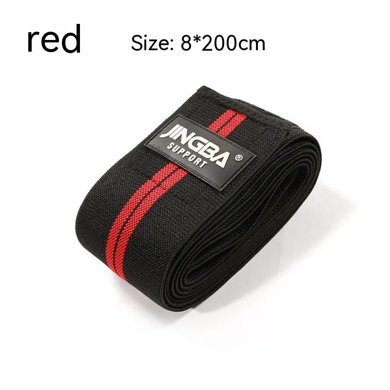 Adjustable sports knee pads in blue, grey, red, and yellow colours for weightlifting and cycling protection