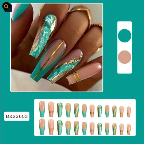 Ballet wave line pattern detachable nail stickers with clear jelly glue packs