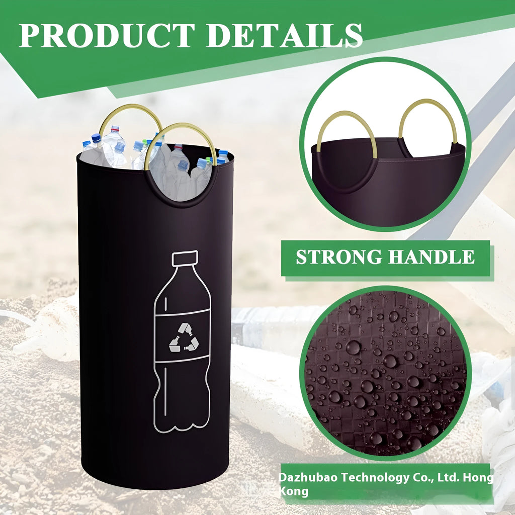 Round portable trash can measuring 38x72cm with removable plastic bag