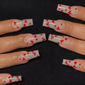 French Love nail decoration sheet with red diamond and cherry designs, 24 pieces with glue