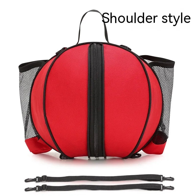 Oxford cloth basketball training bag in black, shown in one-shoulder and two-shoulder backpack styles
