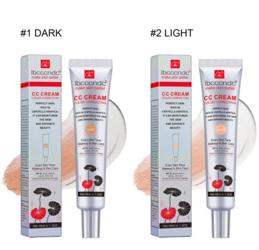 Erborian Centella Asiatica CC cream tube in dark and light shades, a colour correcting moisturising makeup primer.