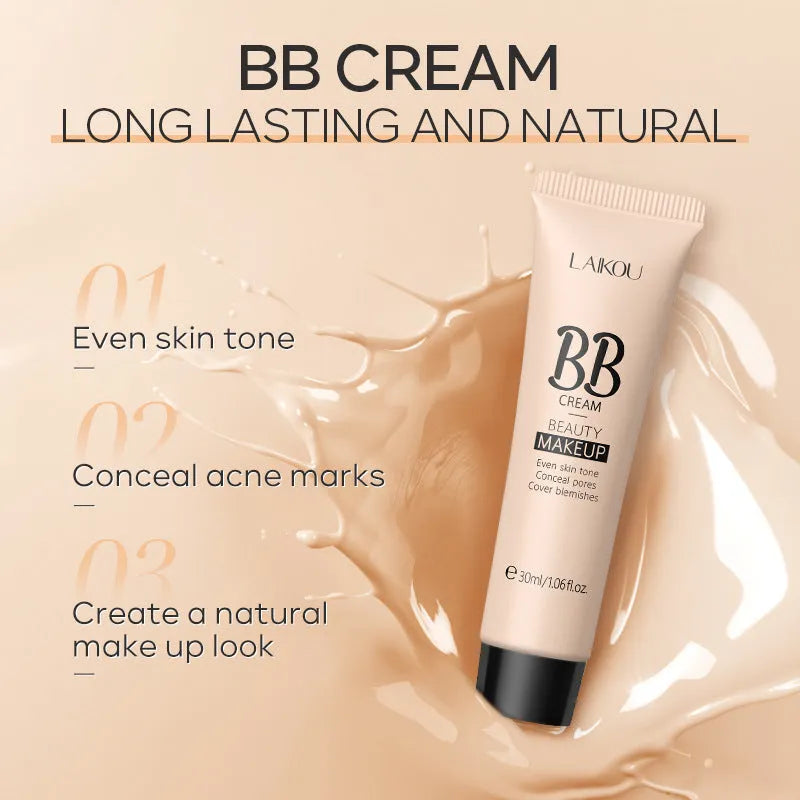 30ml tube of BB cream showing the nine available colour shades from ivory white to brown.