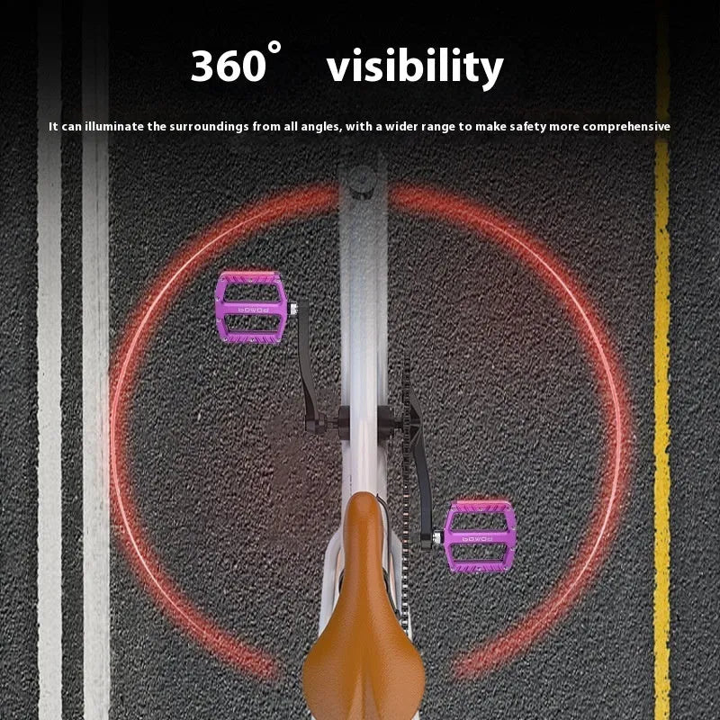 Aluminium alloy bicycle pedals with 710 LED lights in multiple colour options