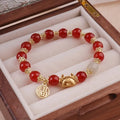 Women's floral glazed bracelet with zodiac animal beads in red, pink and white pearl colour options