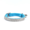 Velvet cat collar with rhinestones in an adjustable 20-30cm size on colour swatches.