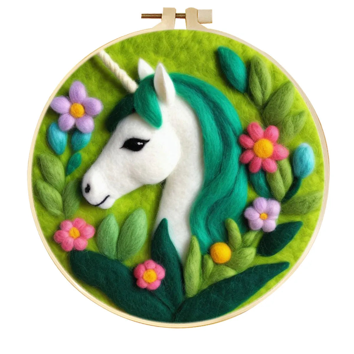 Round linen fabric embroidery kit with free hoop for making a 20x20 cm three-dimensional floral blanket painting.
