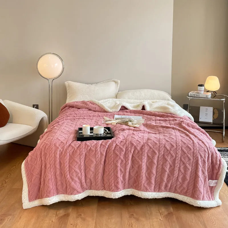 Polyester thermal flannel blanket in tea green colour measuring 180x200cm for winter bedding